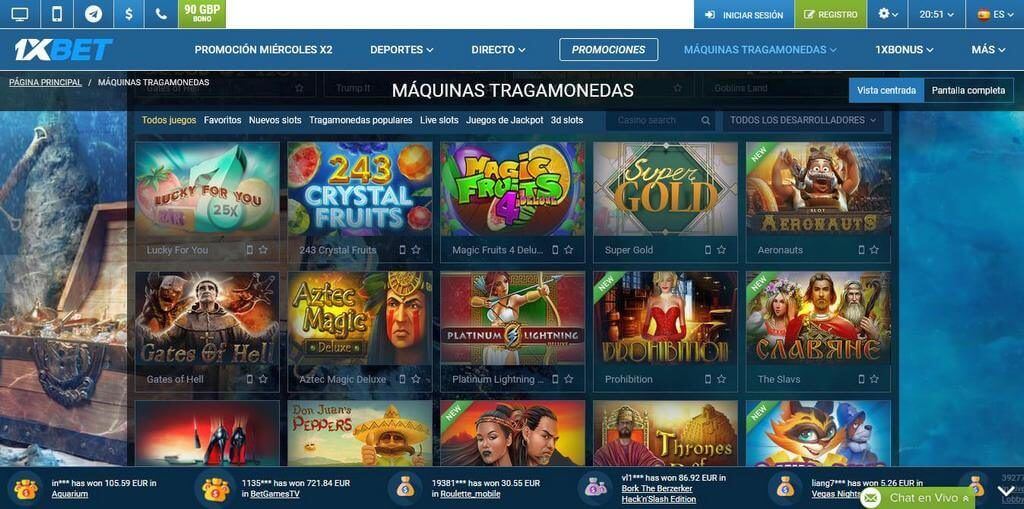 Juegos en 1xBet Casino